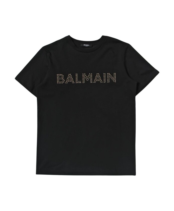 studded-logo-t-shirt-enfant-noir