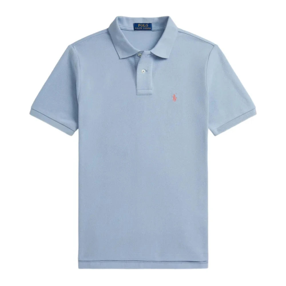 Ralph Lauren Blue Cotton Polo Shirt - Male - Kids Short Sleeve T-Shirts - S - Kids