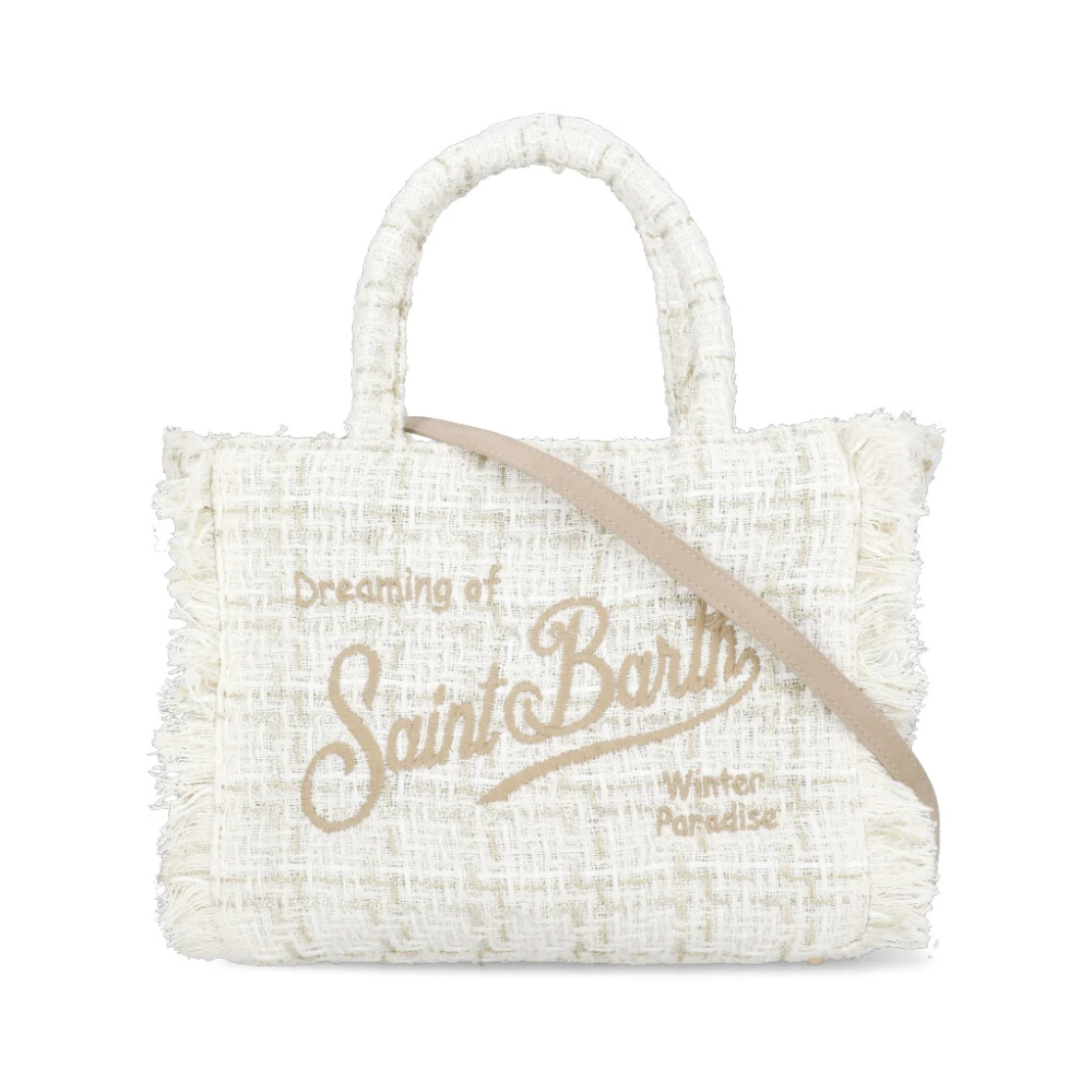 Saint Barth Ivoor Stof Handtas met Franjes Beige Dames