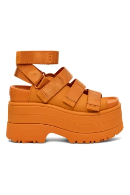 Orange Plattforms Sandaler med Kardborre Stängning
