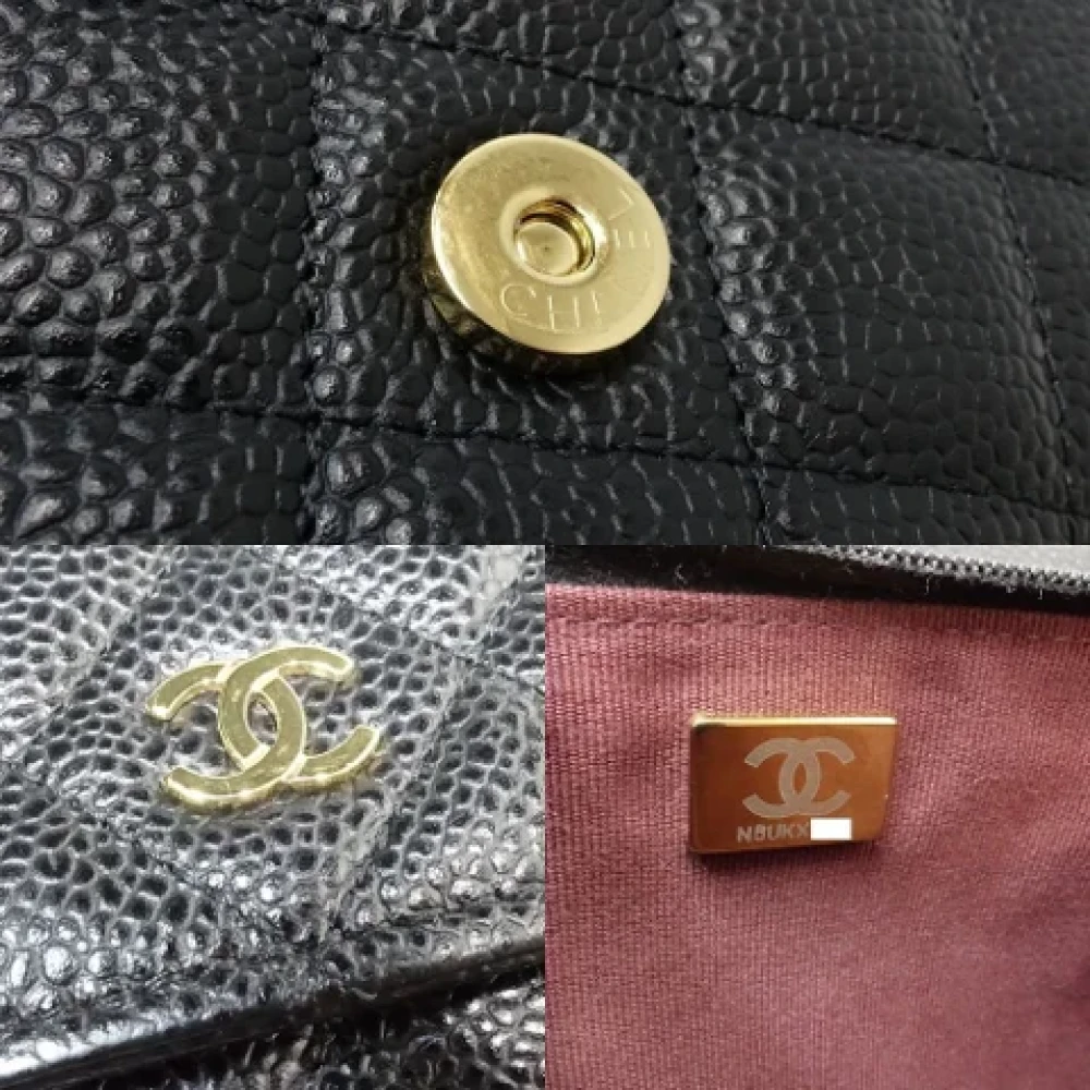 Chanel Vintage Pre-owned Leather wallets Black Dames