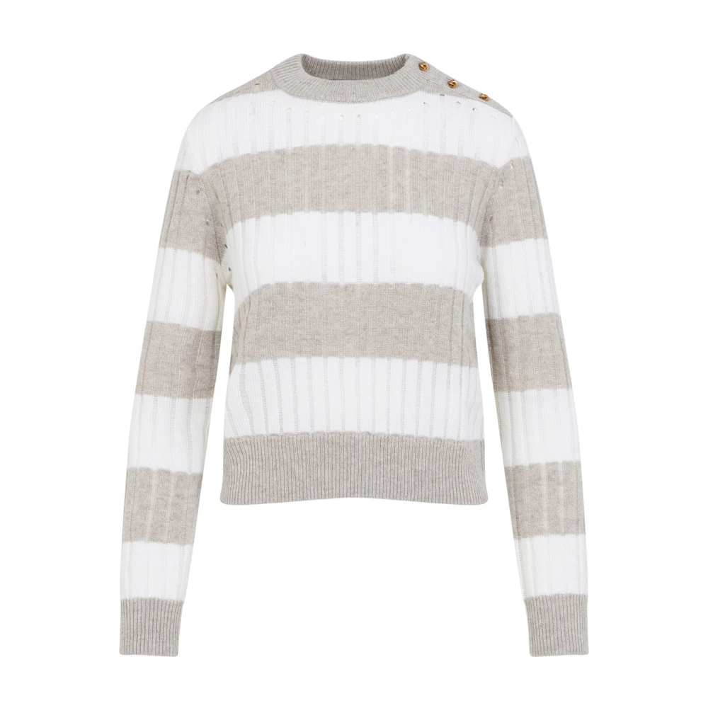 Max Mara Gestreepte Cropped Sweater Alfeo White Dames