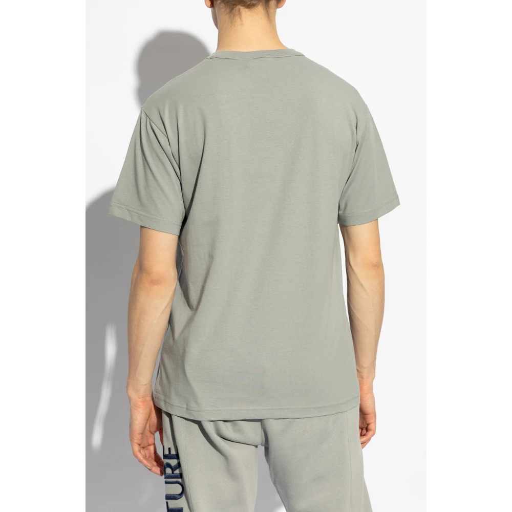 Versace Jeans Couture T-shirt met fluwelen logo Gray Heren