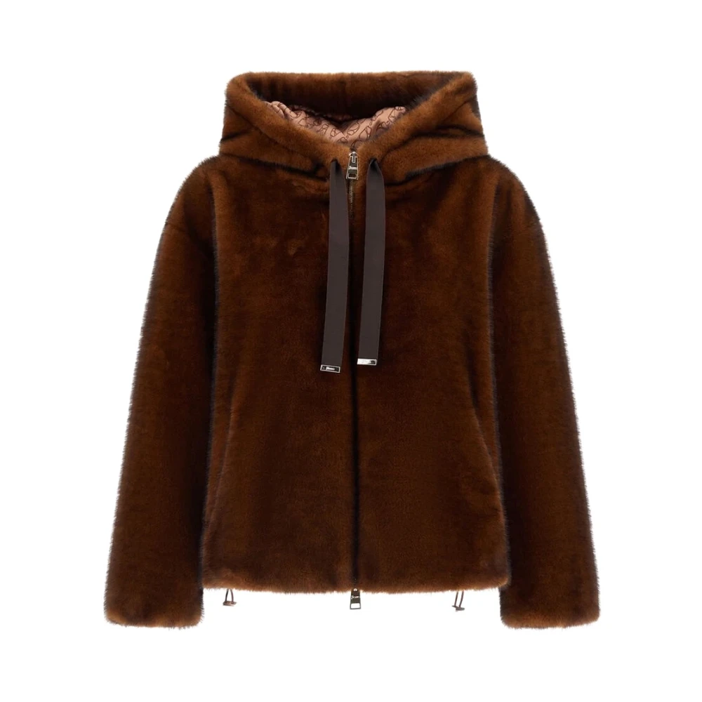 Herno Brown Faux Fur & Shearling Jackets, Female, S, Bomber Jacket