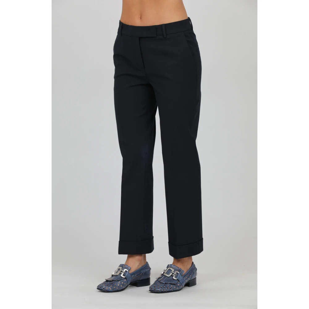 Via Masini 80 Wijde broek met omslag Black Dames