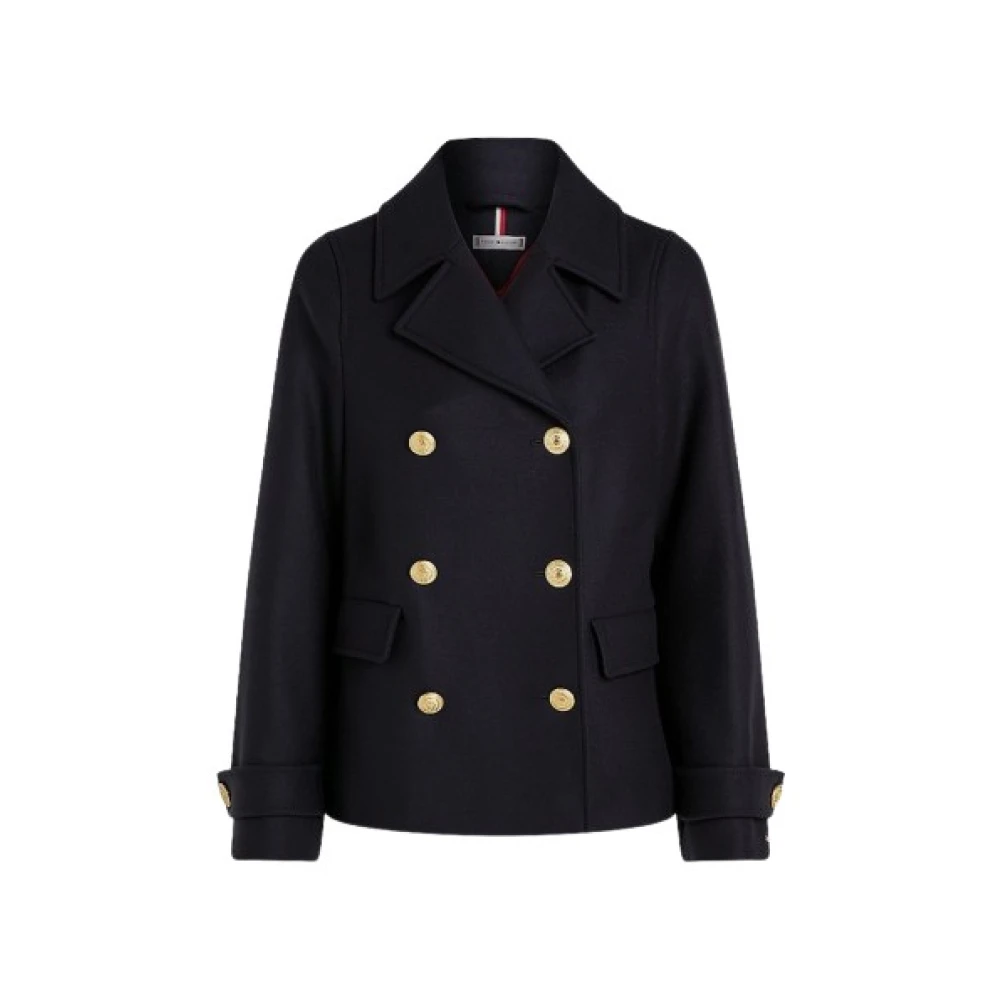 Tommy Hilfiger Wollen Caban Jas Blue Dames