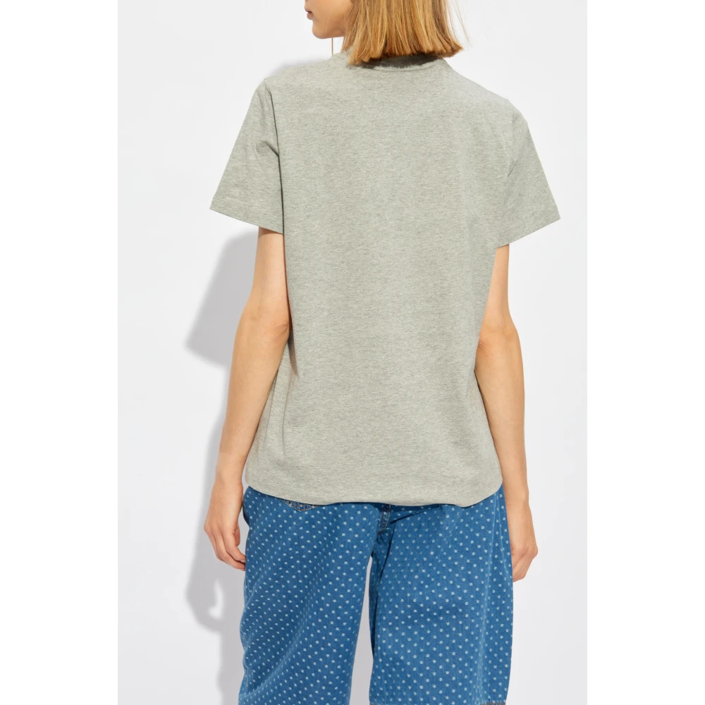 Ganni Bedrukt T-shirt Gray Dames