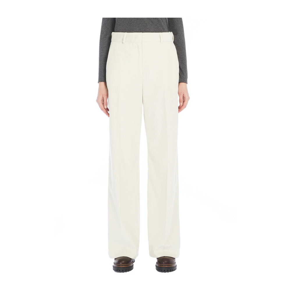 Max Mara Wijde fluwelen broek Beige Dames