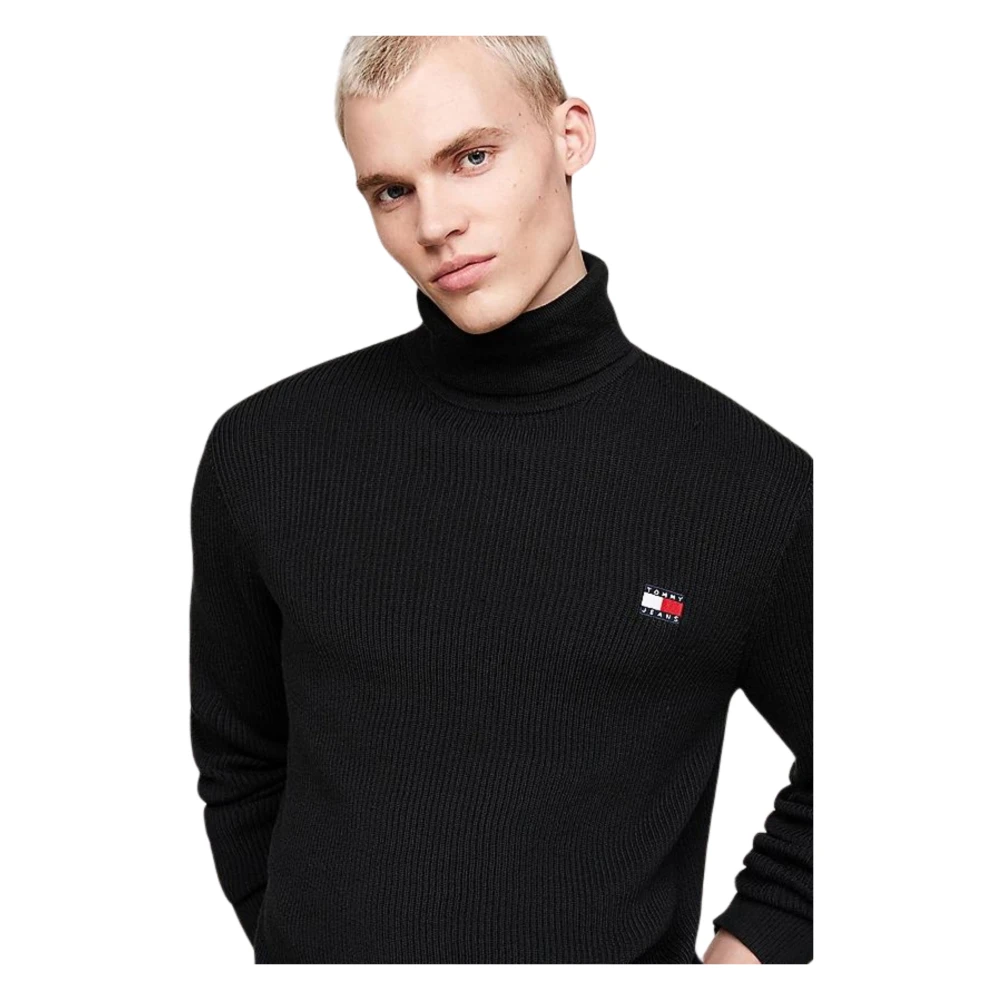 Tommy Hilfiger Zwarte Trui Slim Fit Wol Black Heren