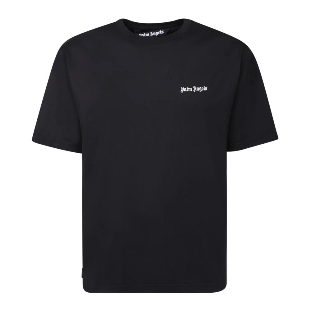 Palm Angels Minimalistisch Katoenen T-Shirt met Geborduurd Logo Black Heren