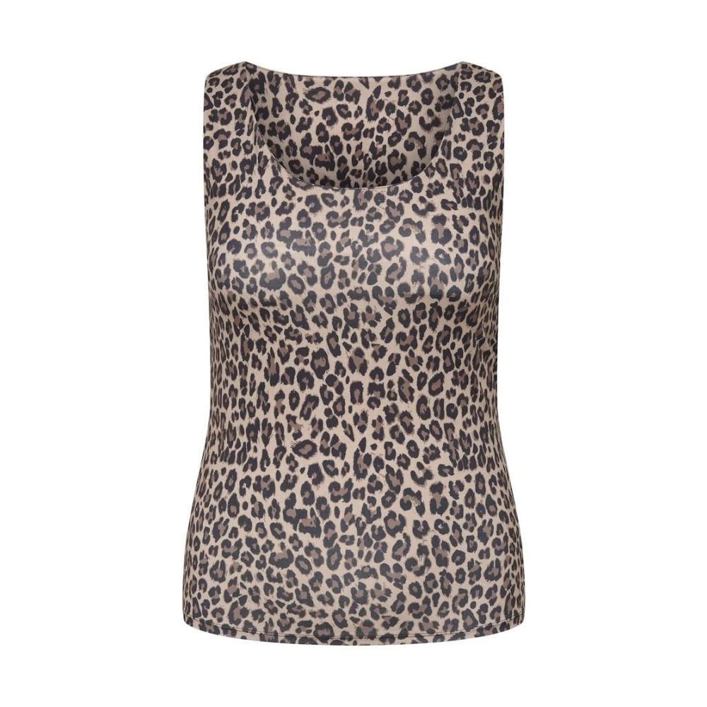 Only Carmakoma Zwart Luipaardmouwloze Top Multicolor Dames