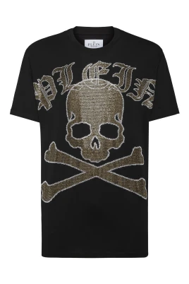 T-shirt Rund Hals SS med Kristaller Gothic Plein Strass