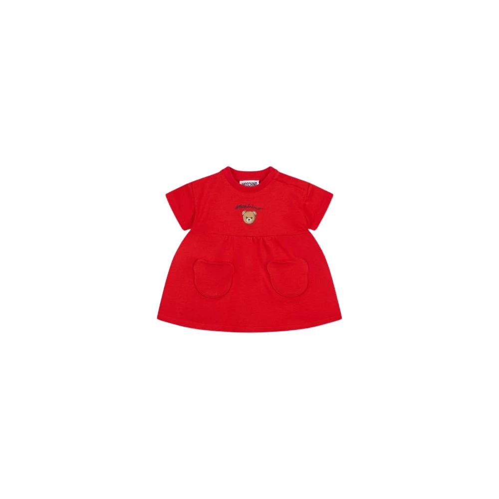 Moschino Red Dresses, Female, 12 M, Teddy Bear Cotton Sweatshirt Dress