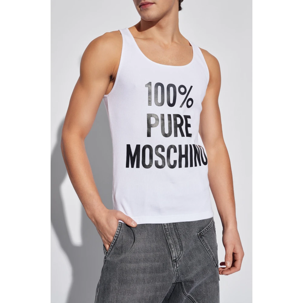 Moschino Mouwloos T-shirt White Heren