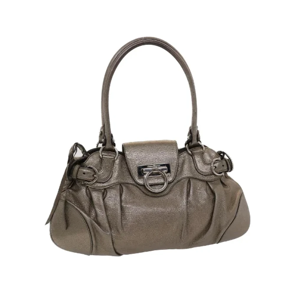 Salvatore Ferragamo Pre-owned Leather handbags Gray Unisex