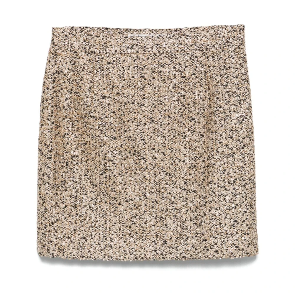 Alessandra Rich Zwart Goud Tweed Mini Rok Yellow Dames