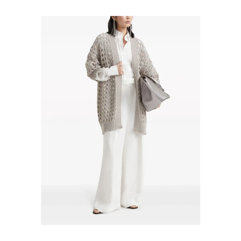 BRUNELLO CUCINELLI Roze & Paarse Gebreide Top Gray Dames