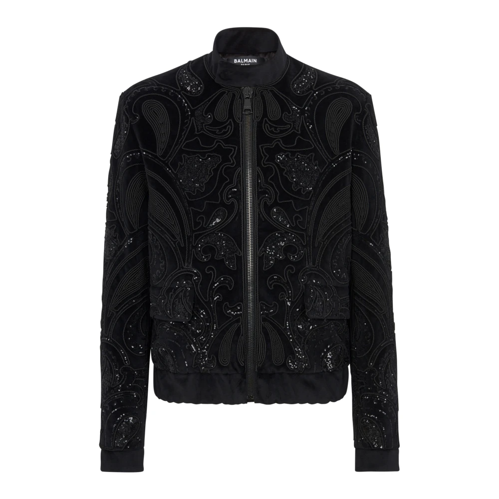 Balmain Baroque Geborduurde Bomberjack Black Heren