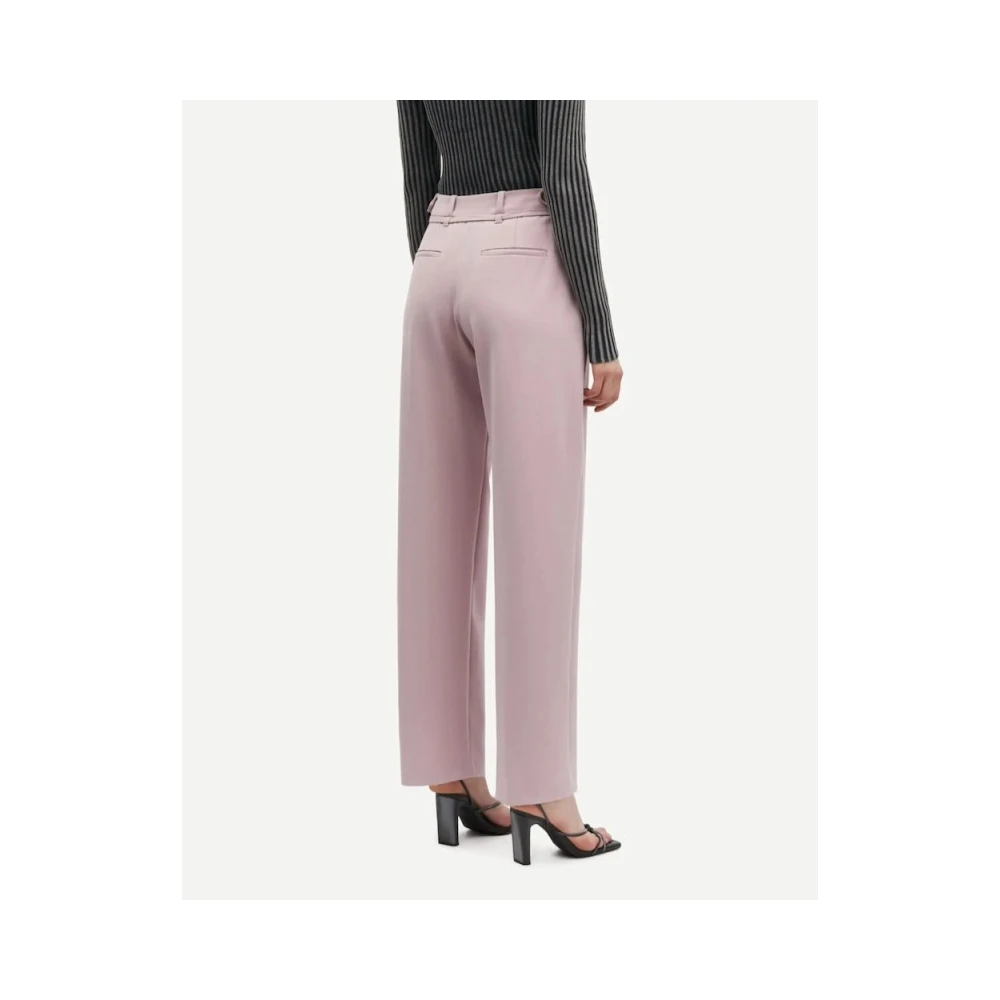 Samsøe High-Waisted Wide-Leg Broek met Riem Pink Dames