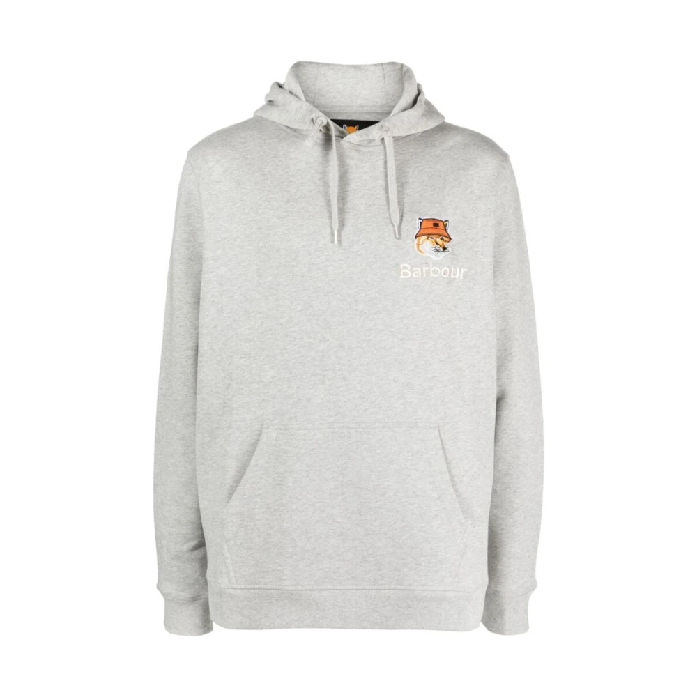 Barbour Logo-geborduurde katoenen hoodie Gray Heren