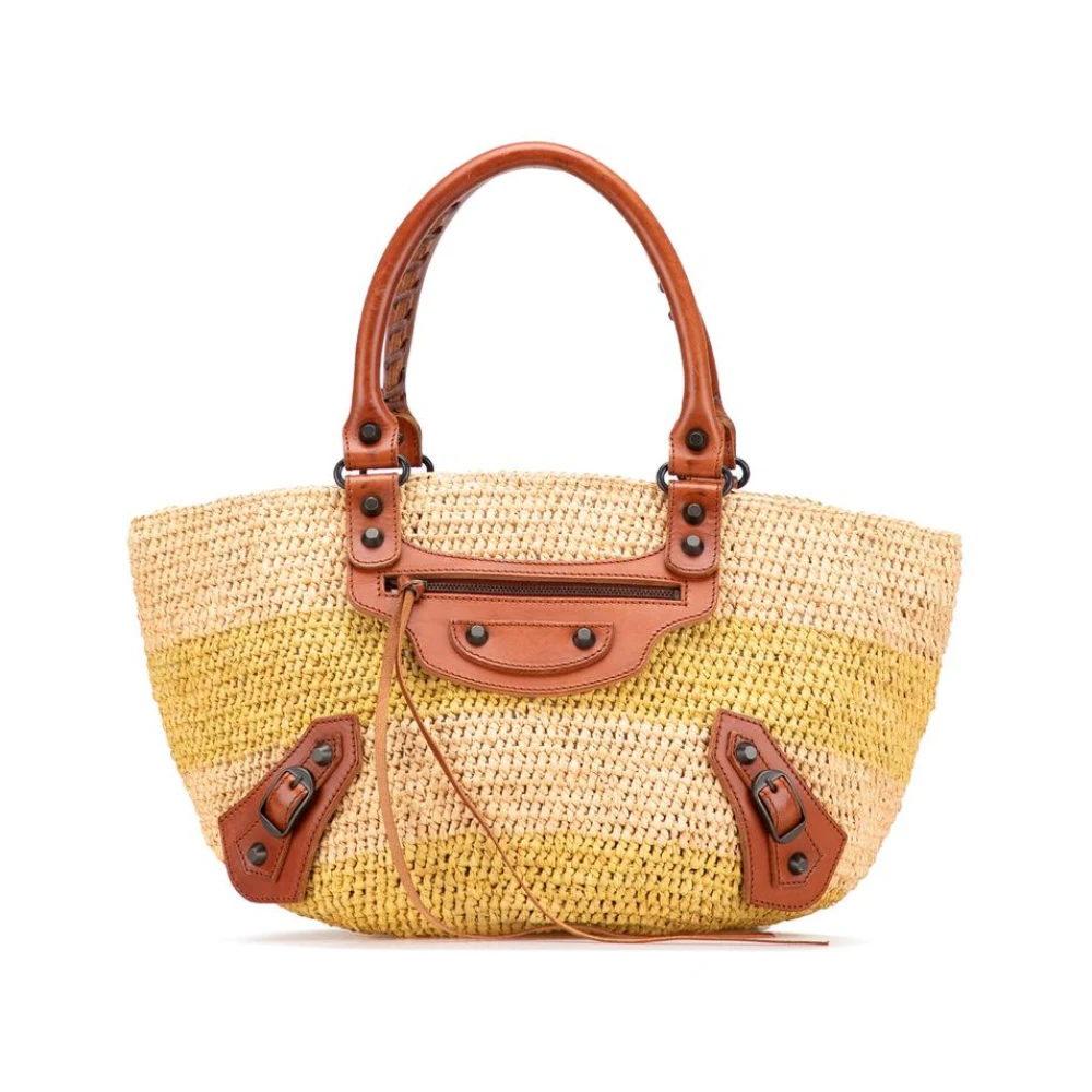 Balenciaga Vintage Women's Brown Pre-Owned Woven Tote Bag