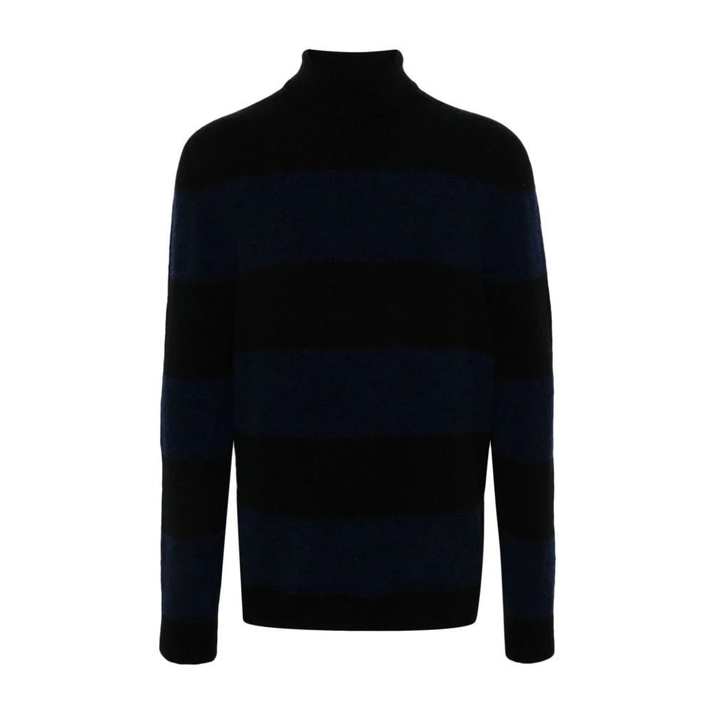 Dondup Navy Blue Striped Wool Sweater Blue Heren