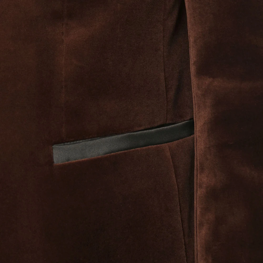 Hugo Boss Velours Blazer met Satijnen Revers Brown Heren