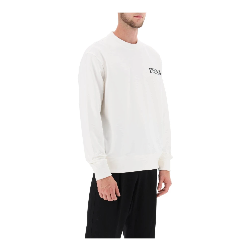 Ermenegildo Zegna Crew-neck sweatshirt met flocked logo White Heren