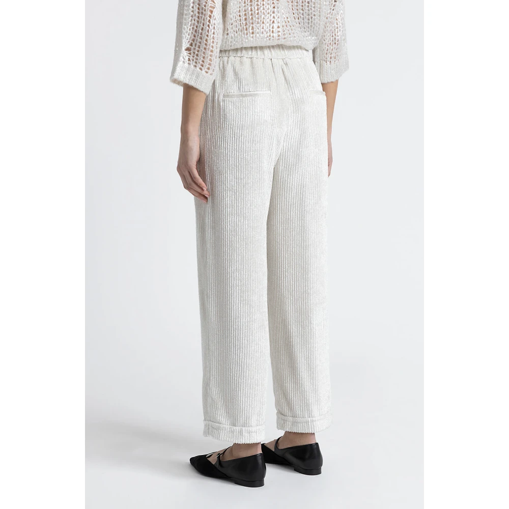 PESERICO Corduroy cropped broek White Dames