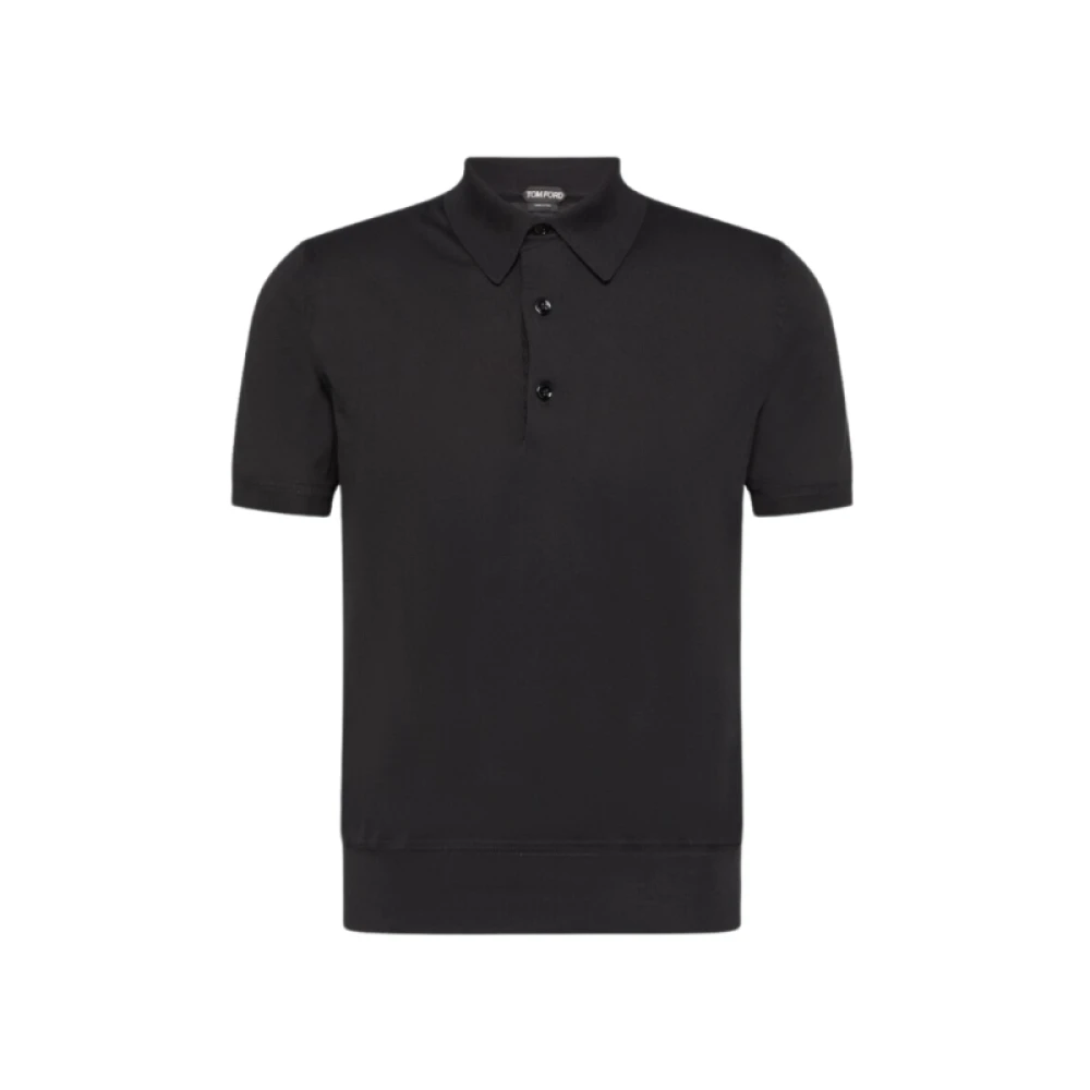 Tom Ford Zwarte Katoenen Polo Shirt met Korte Mouwen Black Heren