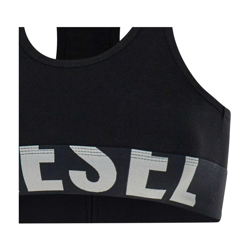 Diesel Zwarte Katoenen Bralette met Logoband Black Dames