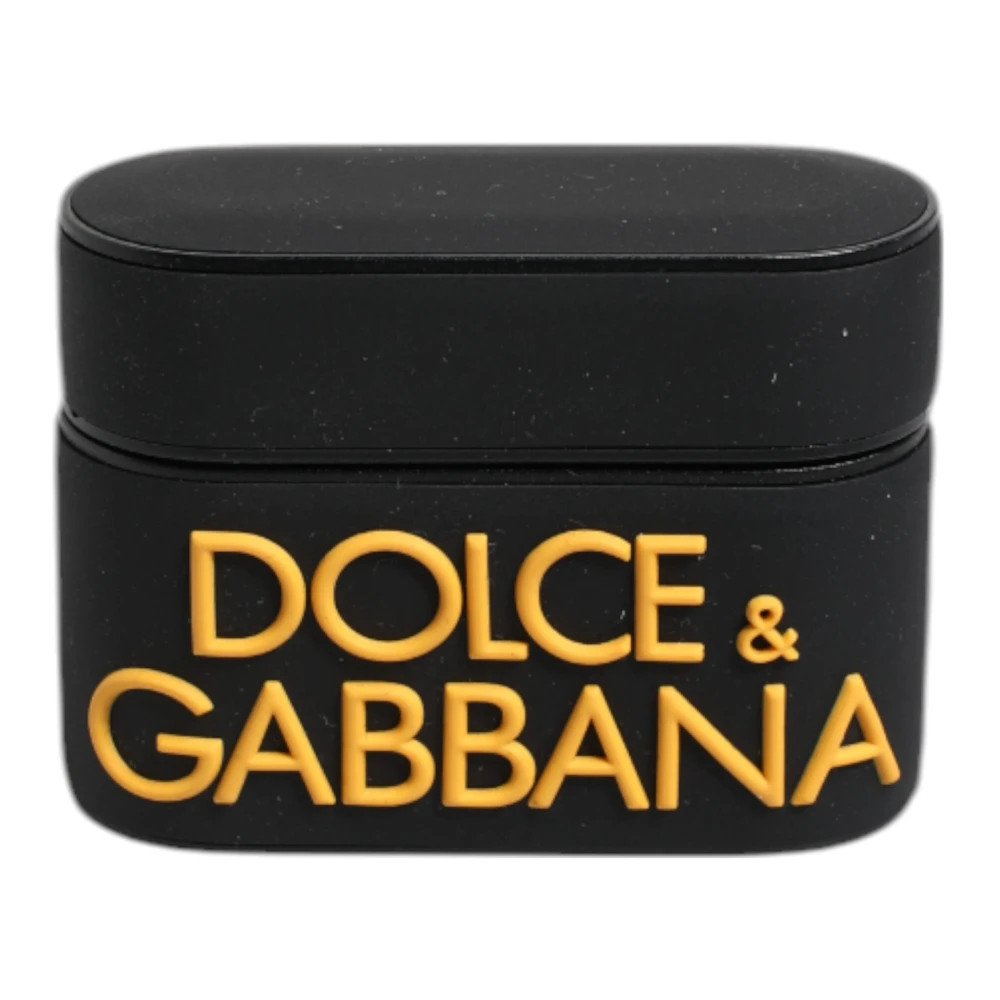 Dolce & Gabbana Unisex Zwart Accessoires One Size, Silicone Airpods Case Met Logo In Reliëf