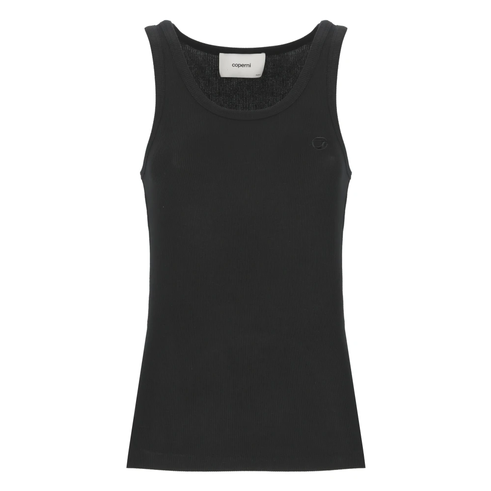 Coperni Zwarte Mouwloze Ronde Hals Geborduurde Top Black Dames
