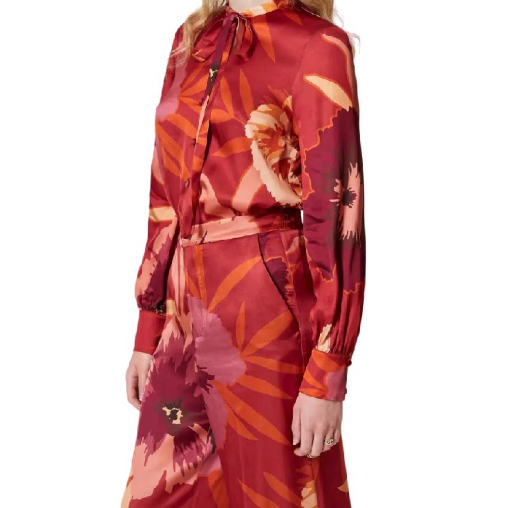 Twinset Bloemen satijnen overhemd Multicolor Dames