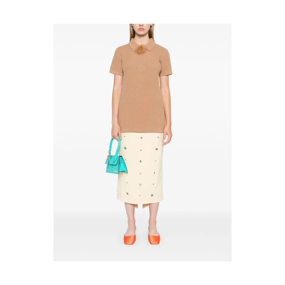 Blumarine Veren Detail Gebreide Trui Brown Dames