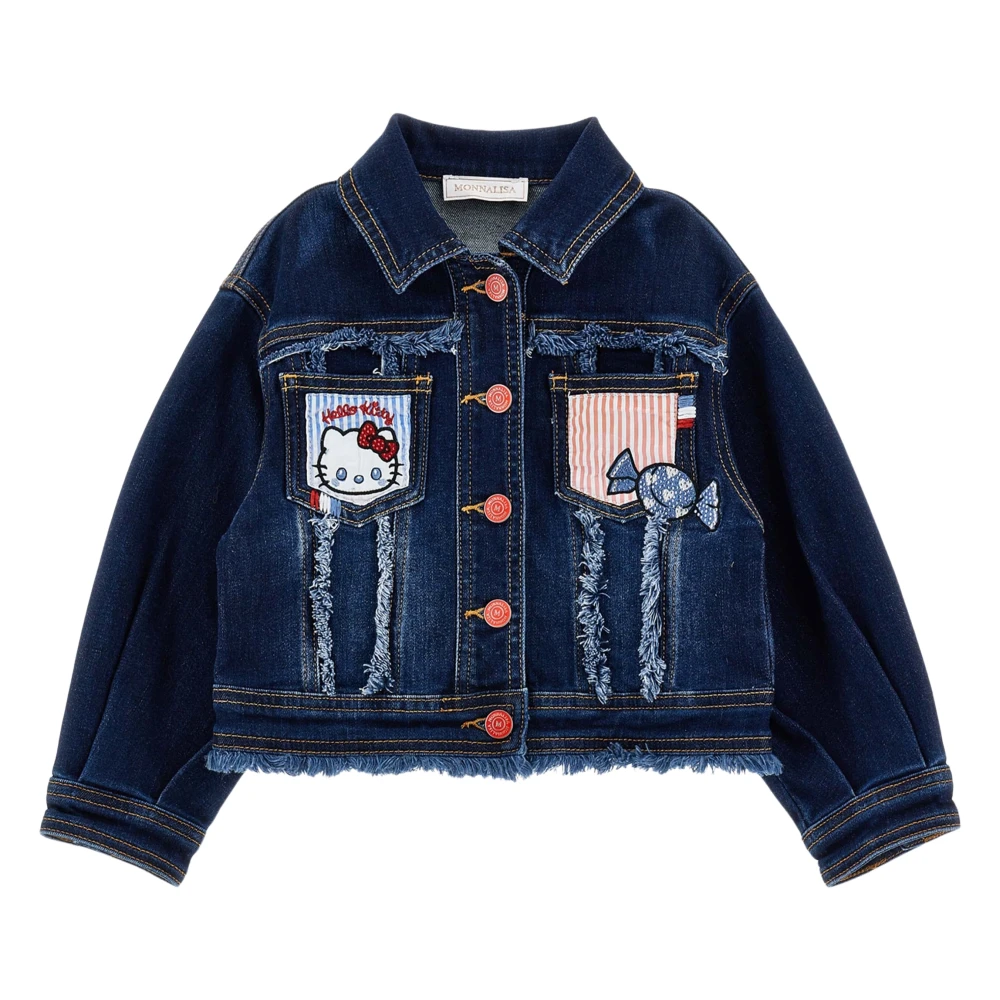 Monnalisa Hello Kitty Denim Jacket - Female - Light Jackets - Blue - 5 Y - Kids
