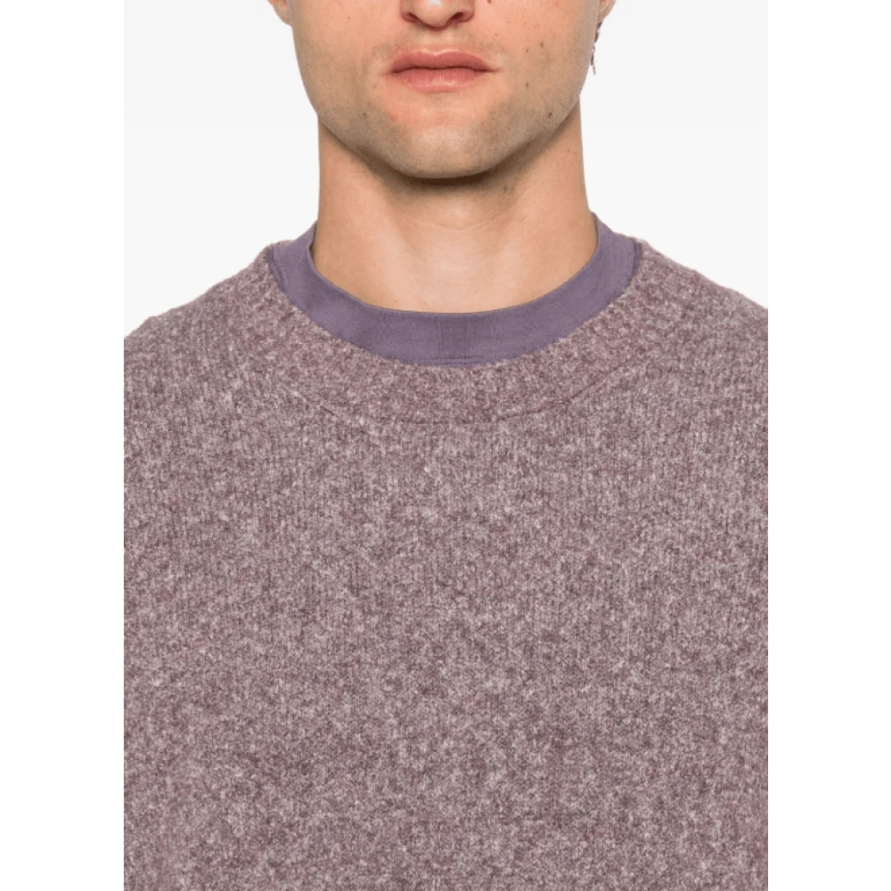 BRUNELLO CUCINELLI Gebreide Crew Neck Sweater Purple Heren