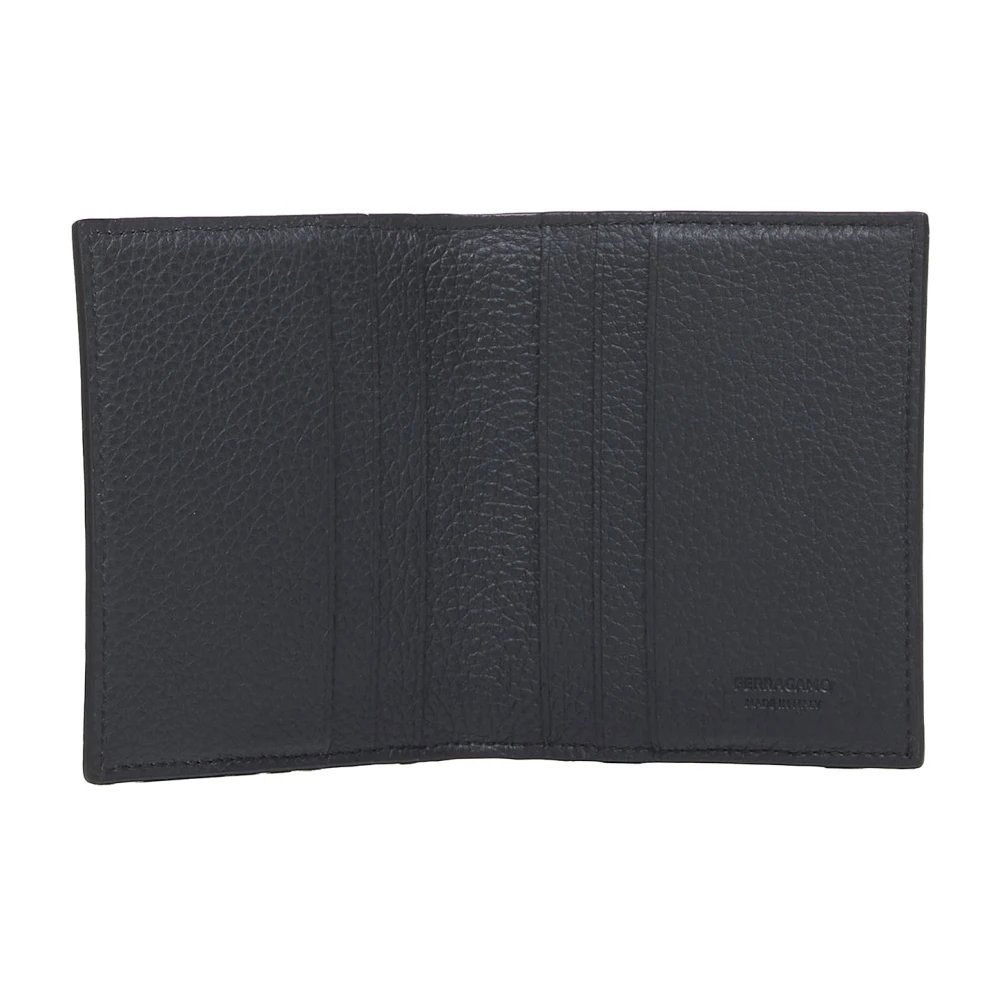 Salvatore Ferragamo Bi-fold Portemonnee met Zilveren Logo Black Heren