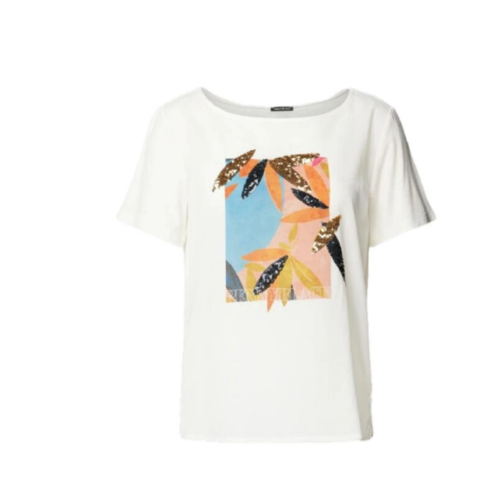 Pennyblack Katoenen Crewneck T-shirt met Frontprint White Dames