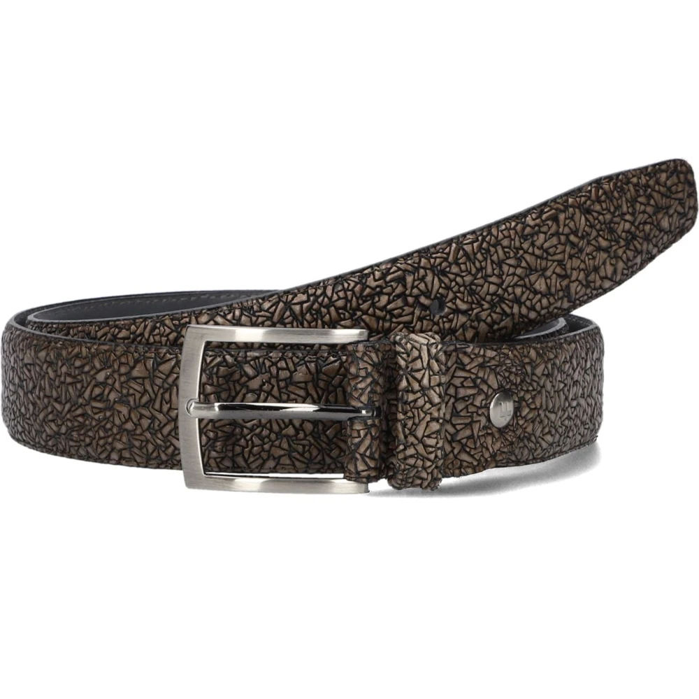 Floris van Bommel Elegante Bruine Leren Riem Beige Heren