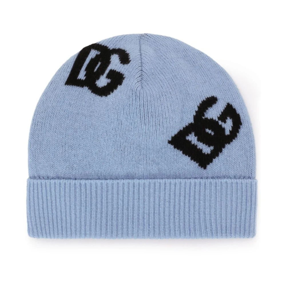 Dolce & Gabbana Jacquard Logo Beanie Hat Blue Dames