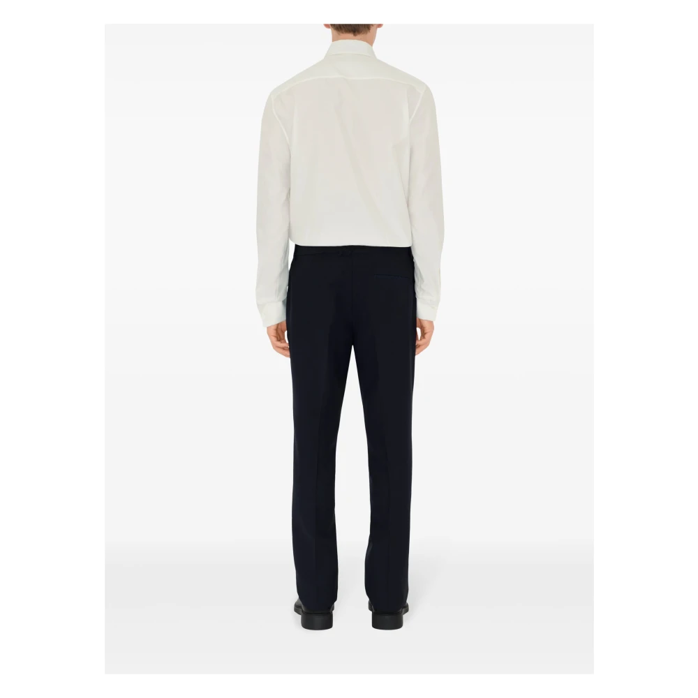 Burberry Blauwe Wol Slim Fit Broek Blue Heren