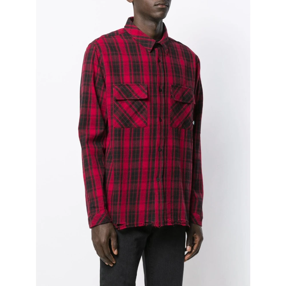 Marcelo Burlon Rood Wit County Check Shirt Red Heren
