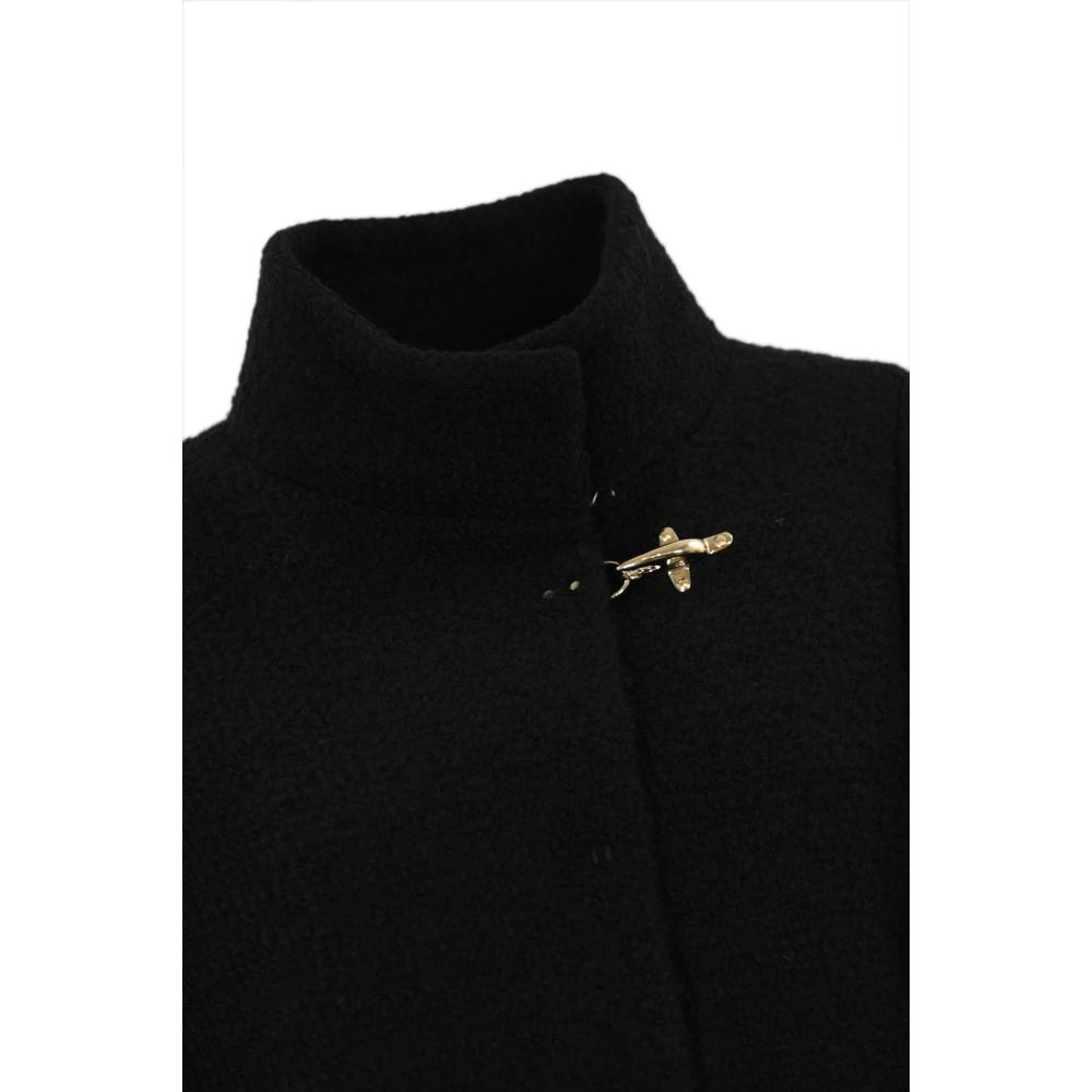 Fay Zwarte wollen boucle jas Black Dames