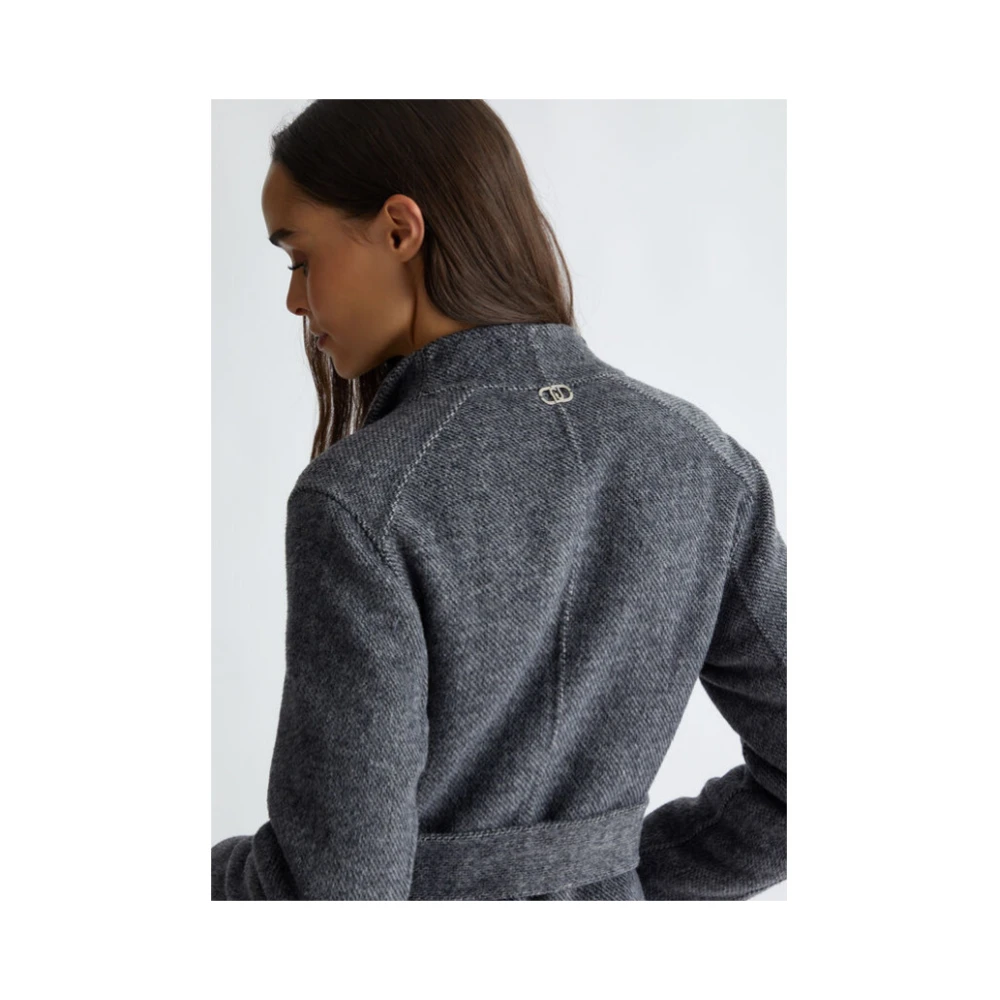 Liu Jo Wollen Dubbelbreasted Jas Gray Dames