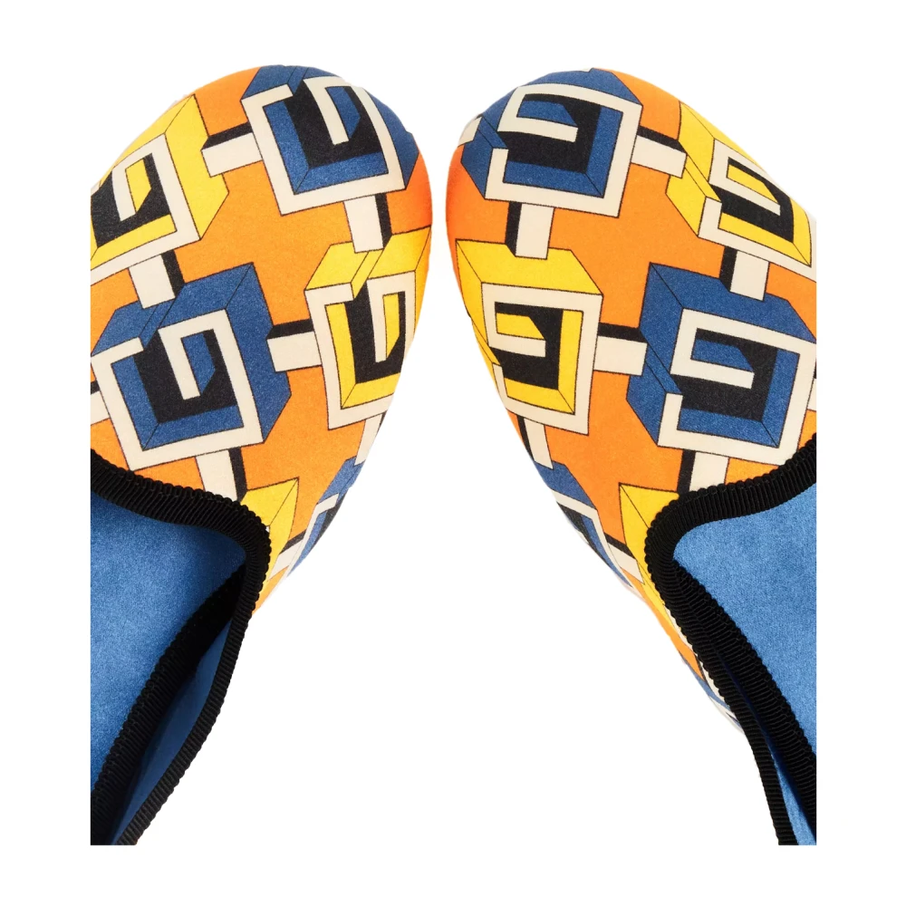 Gucci Geometric G Print Satin Voyage Slippers