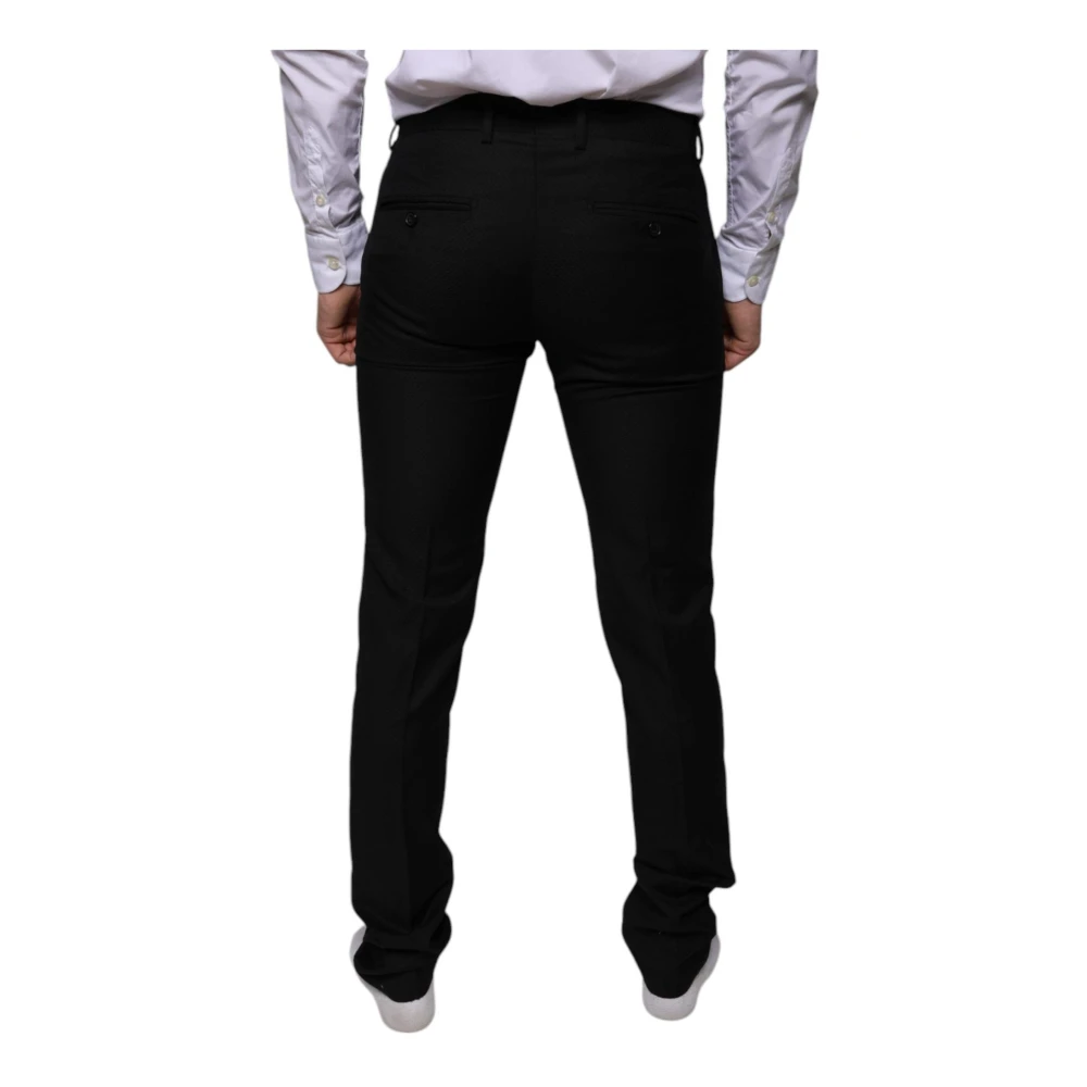 Dolce & Gabbana Zwarte Wol Skinny Jurk Formele Broek Black Heren
