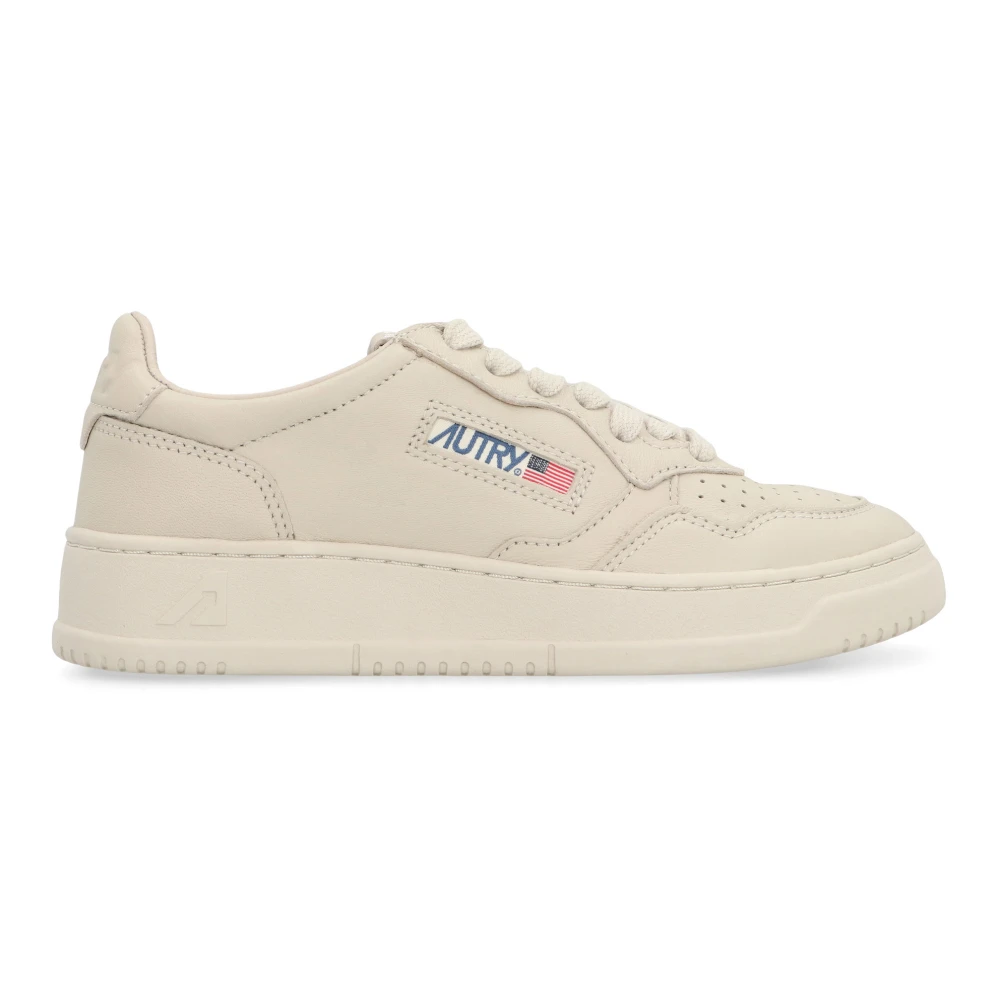 Autry Women's Beige Sneakers, 3 Uk, Medalist Leather Trainers