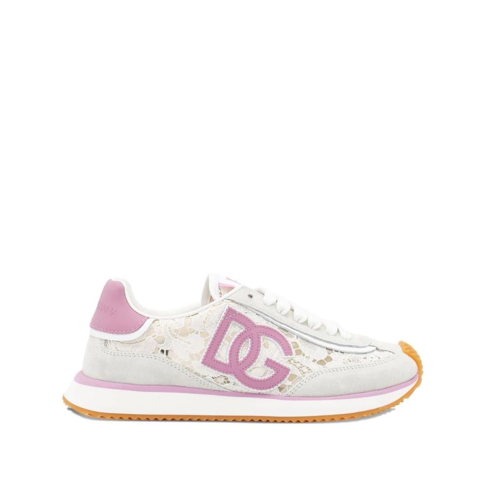Dolce & Gabbana Kleurrijke Veterschoenen met Leren Binnenzool Dames Schoenen Wit