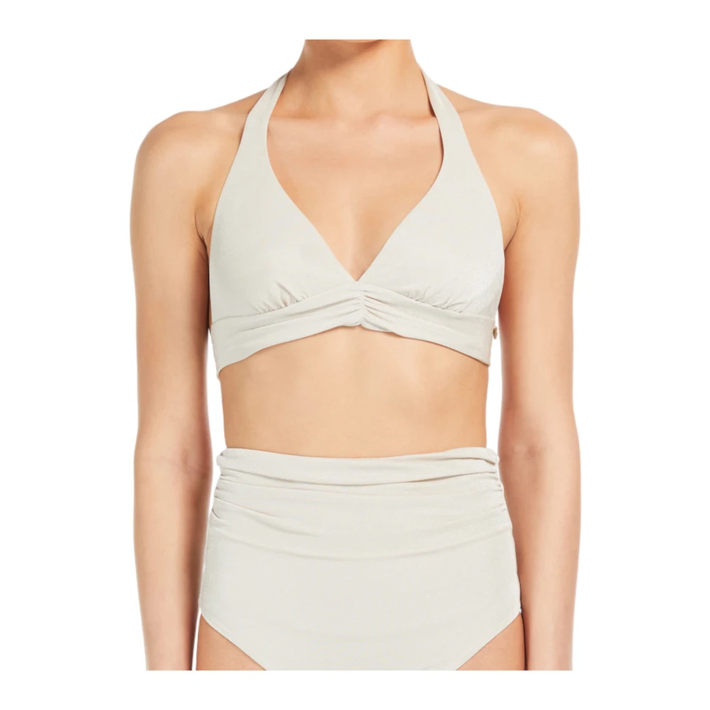 Max Mara Metallic Triangel Bikini Top Beige Dames